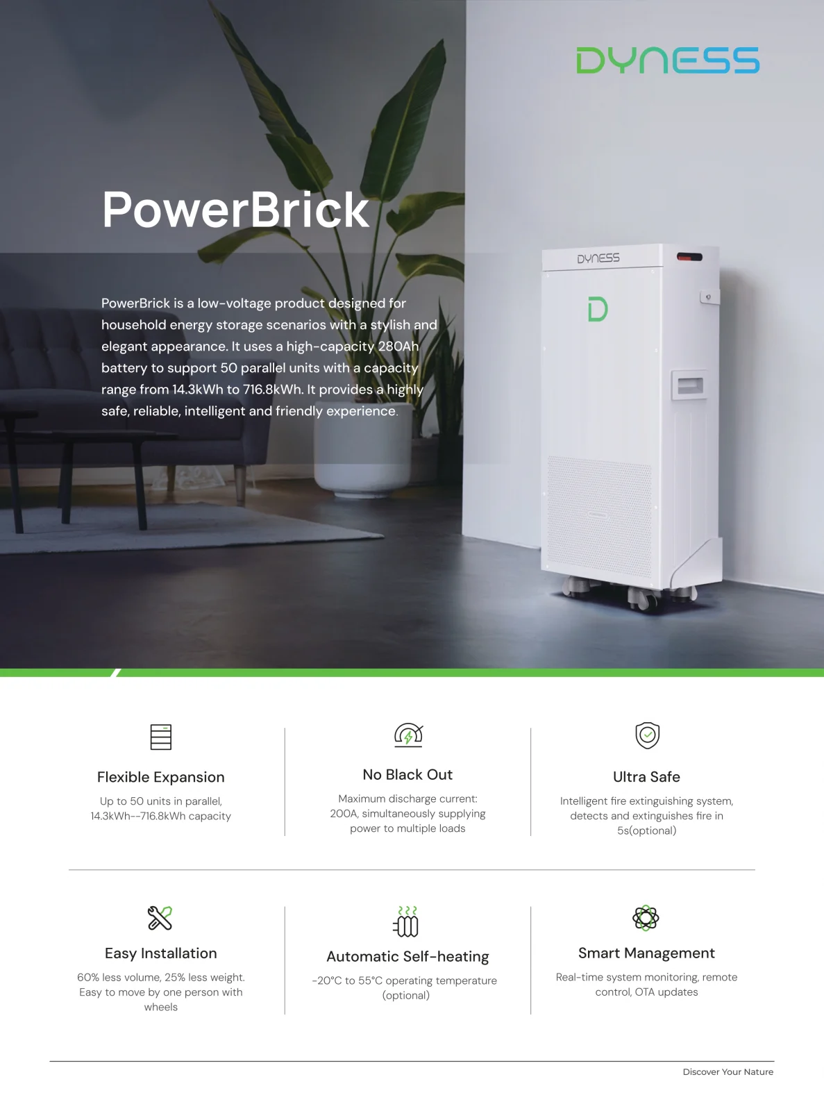 Baterie Dyness 14.336 kWh 51.2V LiFePO4 PowerBrick - imagine 6