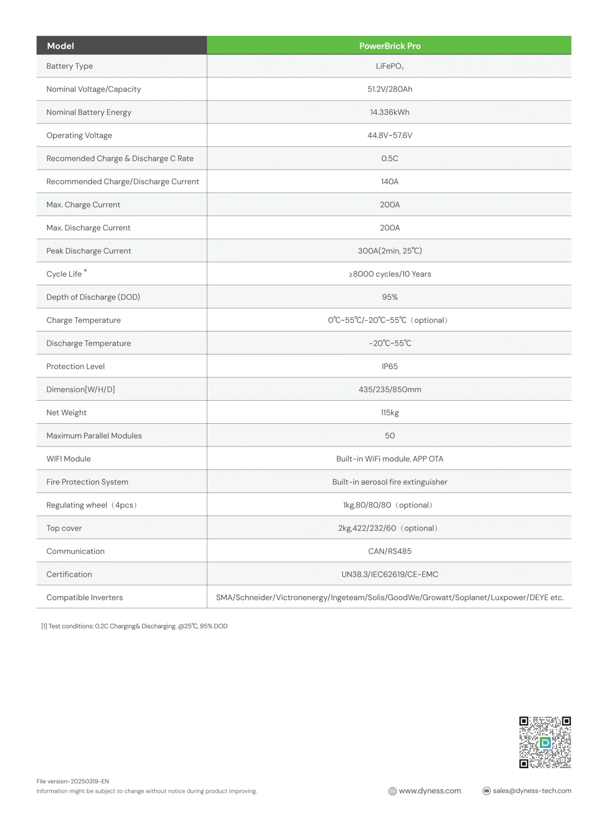 Baterie Dyness 14.336 kWh 51.2V LiFePO4 PowerBrick Pro - imagine 9