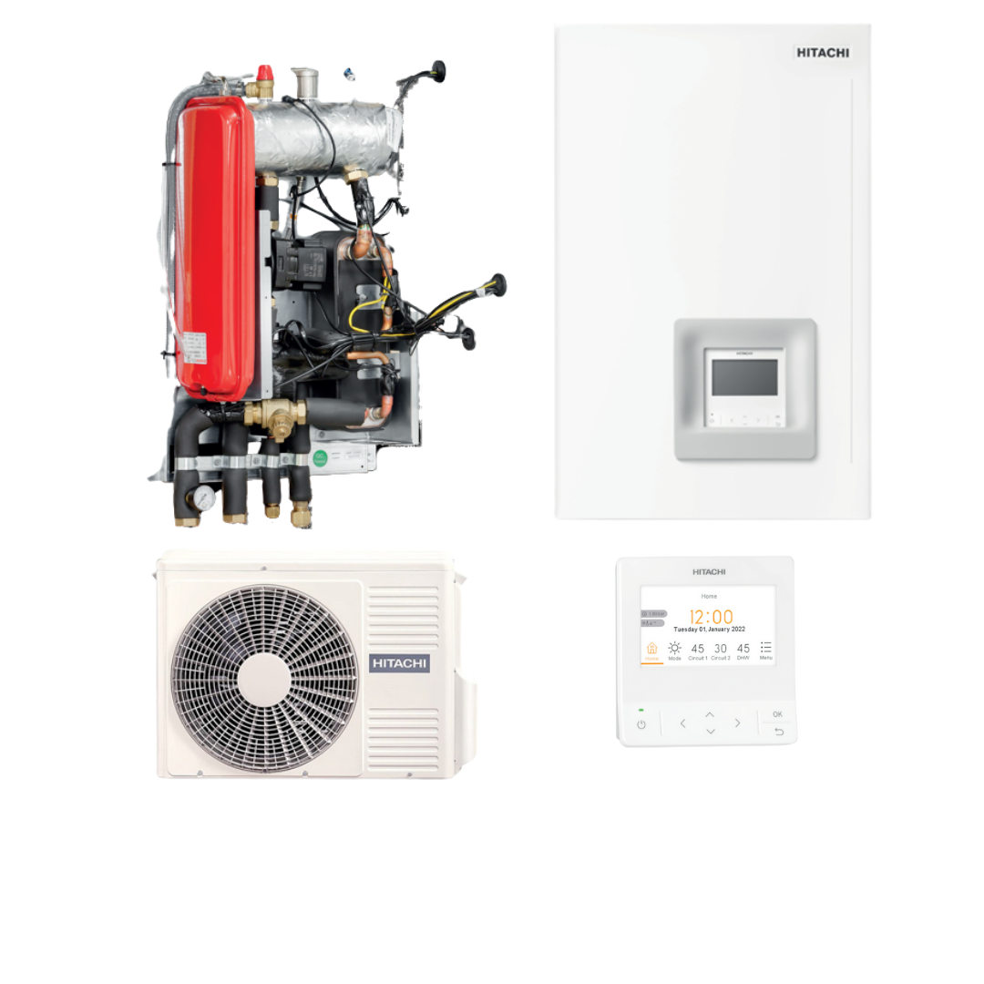 Pompa de caldura aer-apa Hitachi Yutaki S tip split, putere de 24 kW, lichid R410A, Alimentare Trifazata, Clasa A++